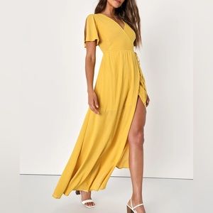 Lulu’s flutter sleeve marigold maxi dress